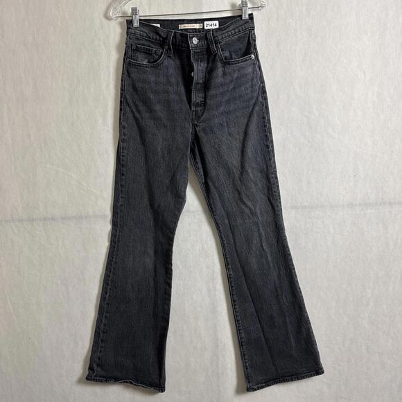 Levi's Premium Women's Size 27x32 Black Denim Ribcage Flare High Rise Jeans - Picture 1 of 14